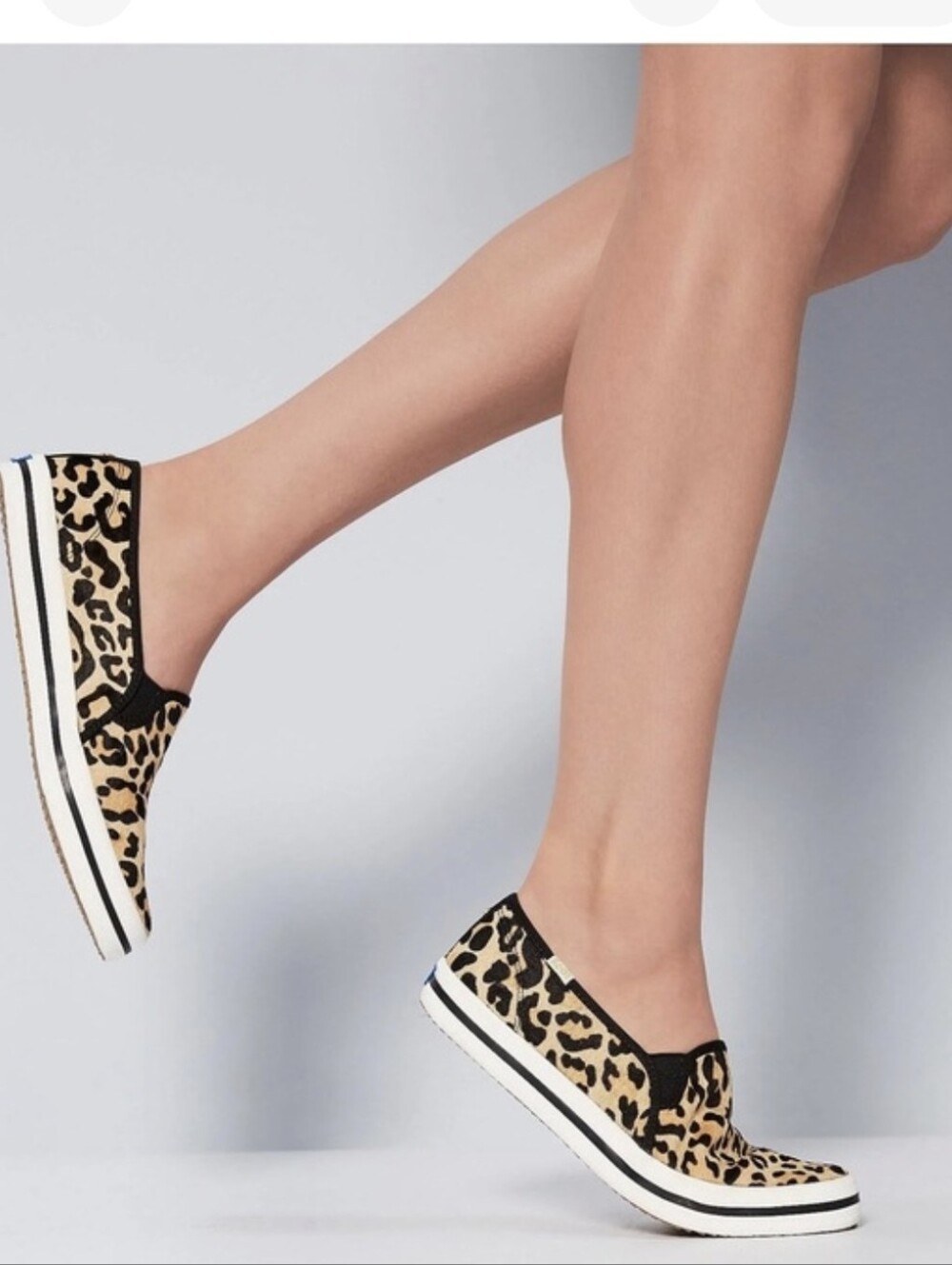EUC Keds x Kate Spade Double Decker Leopard Print Slip-on